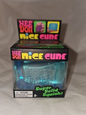 NeeDoh Nice Cube, Square Shaped Sensory Toy, (1 Piece, Blue) New